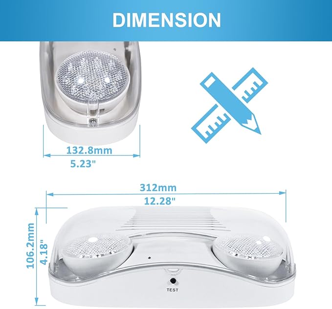 Outdoor Emergency Light with Battery Backup, Exterior Lights with Battery Backup, Wet Location, LED Egress Lights, Exterior Two Adjustable Heads Emergency Lighting Fixture,120/277V, UL Listed(12 Pack)