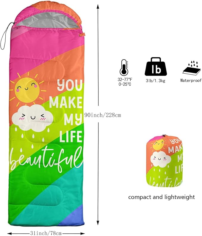 Kids Sleeping Bag for Boys Girls,3D Basketball Print-Lightweight Warm Portable Outdoor Indoor-Waterproof Cold Weather Resistant Sleeping Bag for Camping Hiking