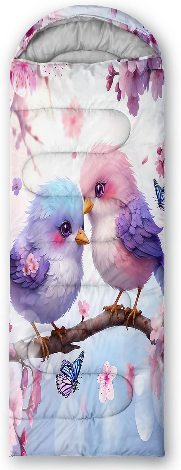 AILONEN Pink Lovely Rabbit Sleeping Bag for Girls Kids Adults,Warm and Cool Weather,Lightweight,Waterproof Backpacking,Cartoon Flowers Printed Bunny Sleeping Bag for Camping