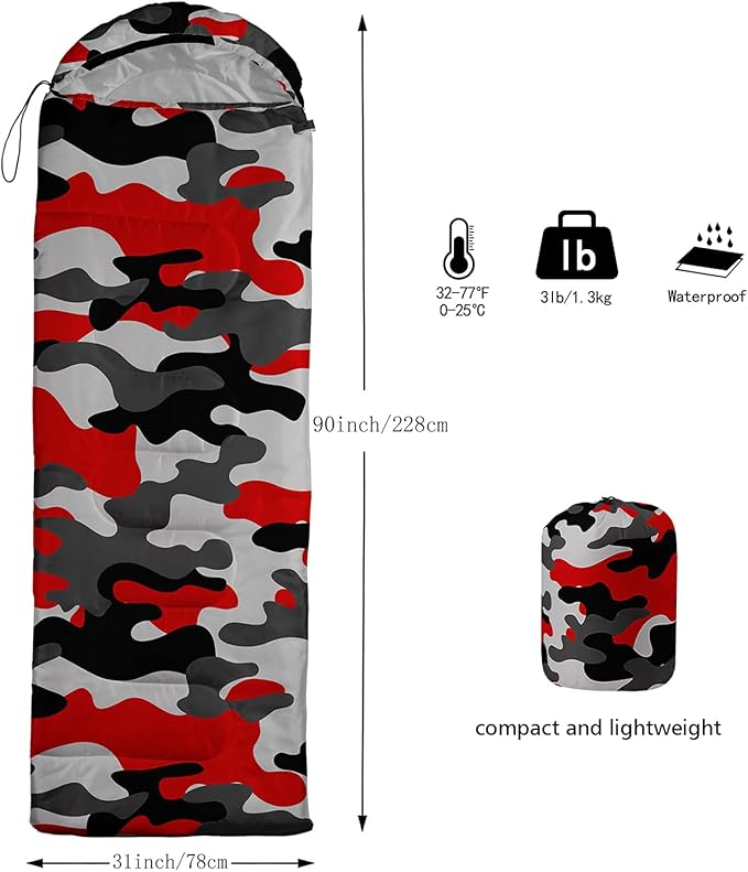 Sleeping Bags for Adults and Kids Backpacking Camping Sleeping Bags for Girls and Boys Lightweight Waterproof Cold/Warm Sleeping Bag for All Season