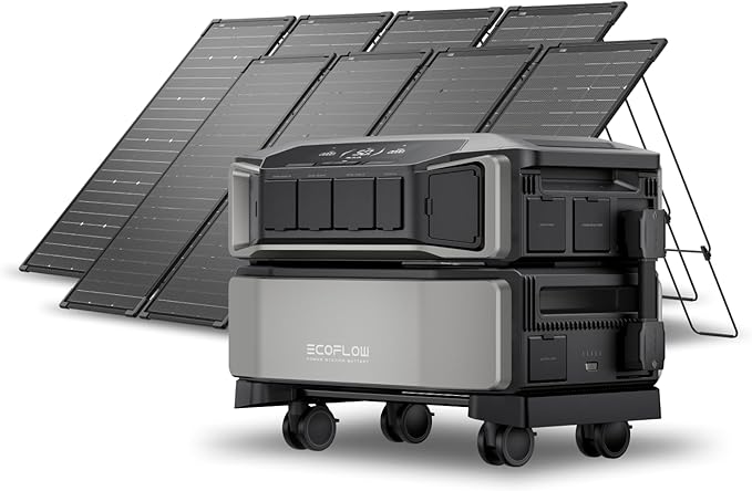 EF ECOFLOW Power Station 6144Wh DELTA Pro Ultra with 125W Solar Panels, 25% High-Efficiency, 120/240V 7200W AC Output, Portable Generator for Home Backup Outdoors Emergency