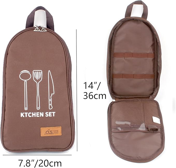 NatSumeBasics Camping Travel Cooking Utensils Organizer Travel Bag Portable Pouch for BBQ Camp Cookware Kitchen Kit