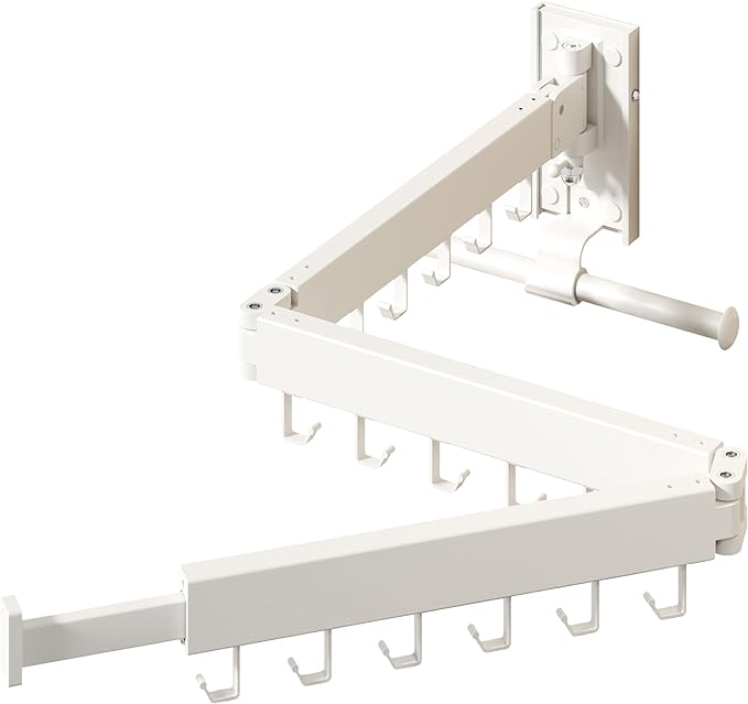 Wall Mounted Clothes Hanger,Clothes Drying Rack,Laundry Drying Rack,Clothes Rack Wall Mount,Drying Rack Clothing,Retractable,Collapsible,can Fold Upward & Left & Right (Upgrade-White)