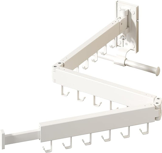 Wall Mounted Clothes Hanger,Clothes Drying Rack,Laundry Drying Rack,Clothes Rack Wall Mount,Drying Rack Clothing,Retractable,Collapsible,can Fold Upward & Left & Right (Upgrade-White)