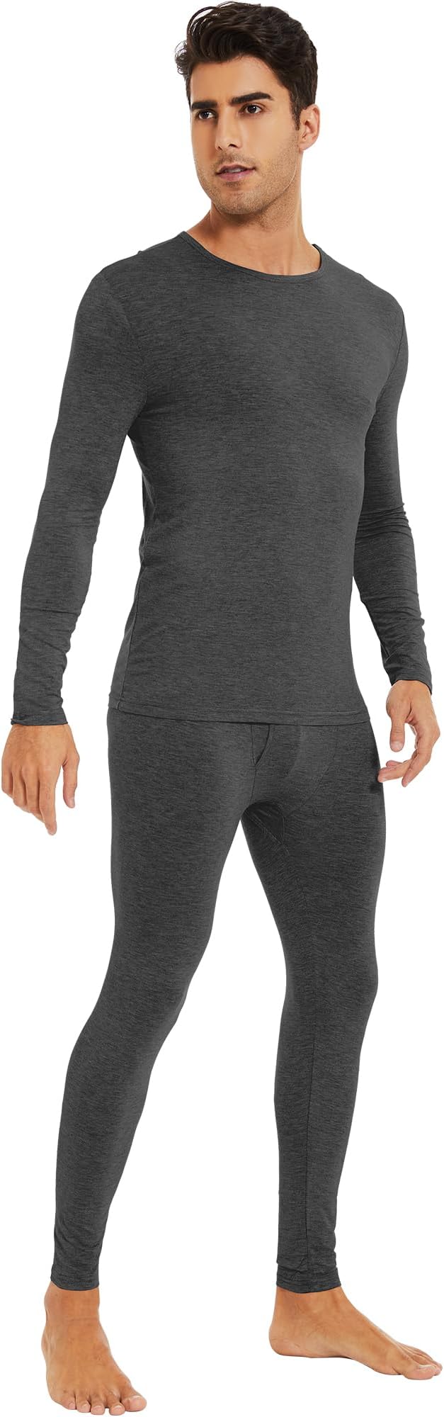 WiWi Thermal Underwear for Men Bamboo Viscose Long Johns Set Soft Warm Base Layer Lightweight Top and Bottom Sets S-XXL