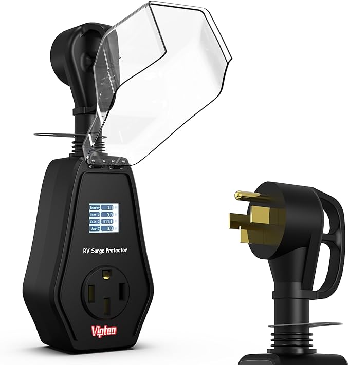 RV Surge Protector 50 Amp with 1.77'' Smart LED Display, Replaceable Module Design, 12000 Joules Circuit Analyzer for Camper & Trailer Power Plug, Waterproof with Oversized Cover (DD252)