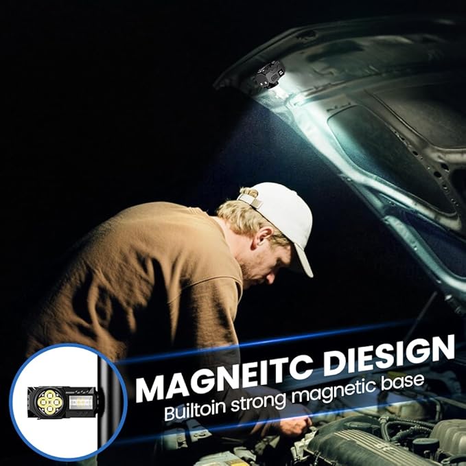 LED Headlamp Rechargeable with Motion Sensor - Super Bright Head Lamp with 6 Modes for Camping & Hiking Gear Essentials, IPX4 Waterproof Headlight Flashlight with Red Light, USB Cable Included(Green)