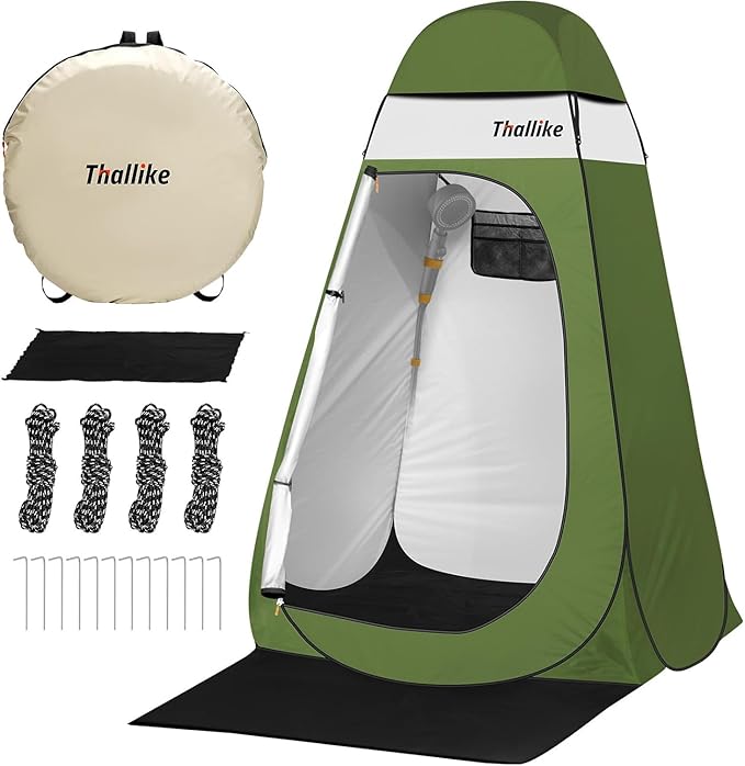 Upgrade Pop Up Privacy Shower Tent, Portable Camping Shower Tent, Camping Toilet Changing Room with Rain Shelter & Extended Floor Mat
