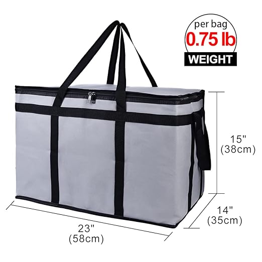 Bodaon 5-Pack Insulated Food Delivery Bag for Hot and Cold Meal, XXX-Large Grocery Tote Insulation Bag for Catering, Pizza Warmer, Cooler/Thermal Bags, Grey