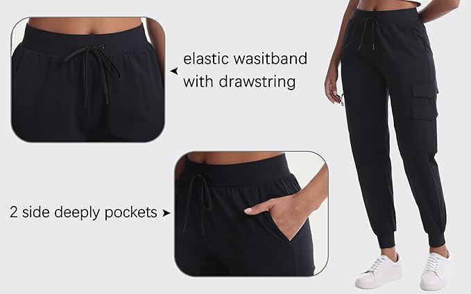 Women's Hiking Pants with Pockets Water Resistant Lightweight Quick Dry Cargo Pants for Travel Outdoor