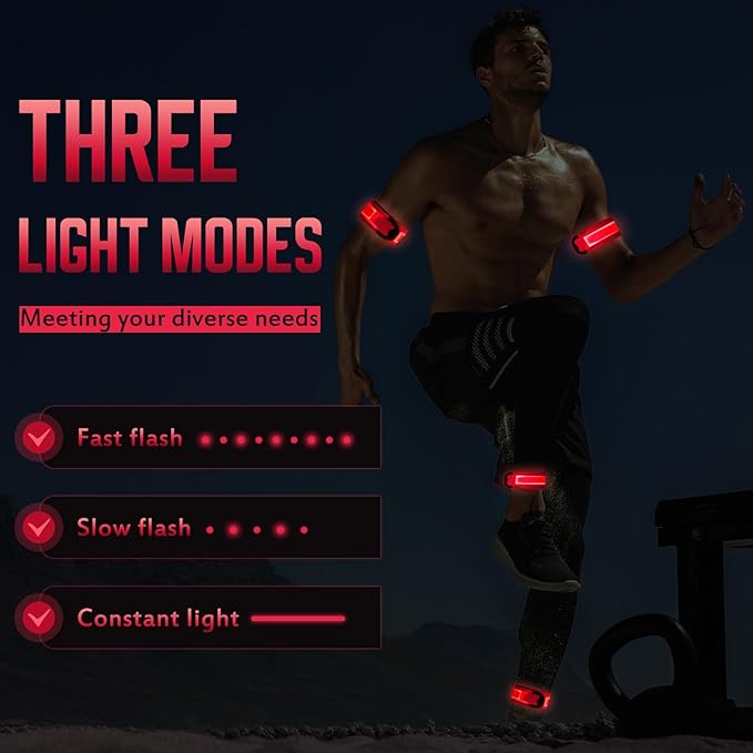 LED Armband for Running (2 Pack), Light Up Armbands Rechargeable, Running Lights, High Visibility Reflective Running Gear for Running Walking Cycling