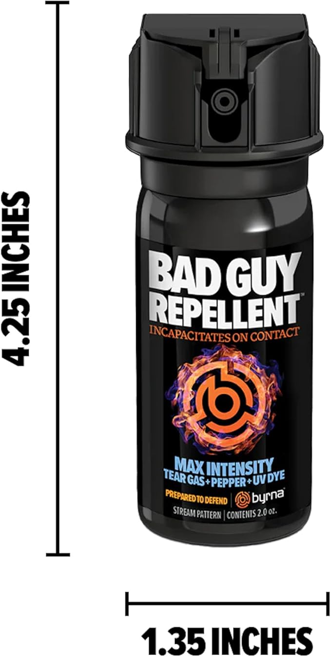Byrna BGR MAX Pepper Spray + Tear Gas | Maximum Stopping Power | Attacker Tracker UV Marking DYE Technology | Military Strength Self-Defense Stream Spray