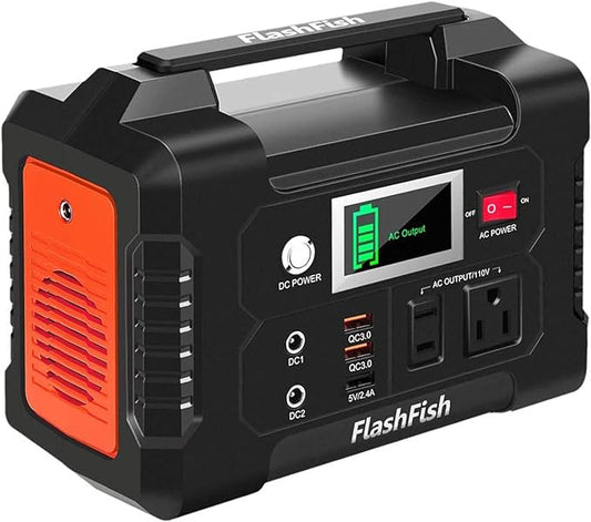 Flashfish 200W Portable Power Station 151Wh, 400W Peak Solar Generator with 110V AcOutlet, 2 DC & 3 USB Ports, Backup Battery for CPAp Camping, Home, Outdoor EmergencyPower supply