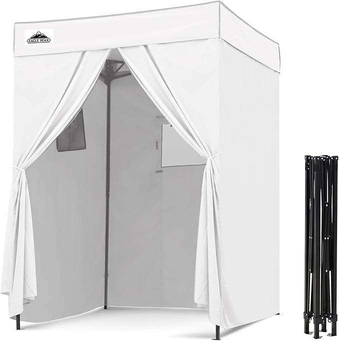 EAGLE PEAK Flex Compact 5x5 Pop-up Canopy Changing Room, Portable Privacy Dressing Room for Indoor Fashion Photoshoots, Camping, or Pool, White