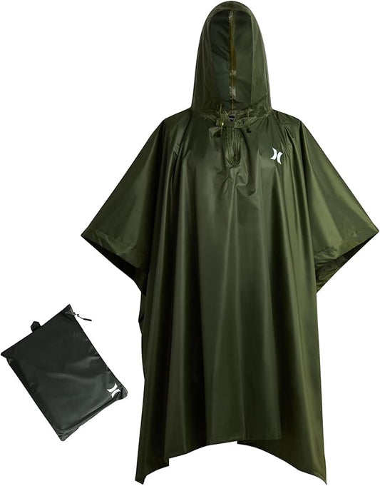 Hurley Ponchos Adult - Waterproof Rain Ponchos for Adults, Lightweight Packable Rain Poncho for Hiking, Camping & Emergency