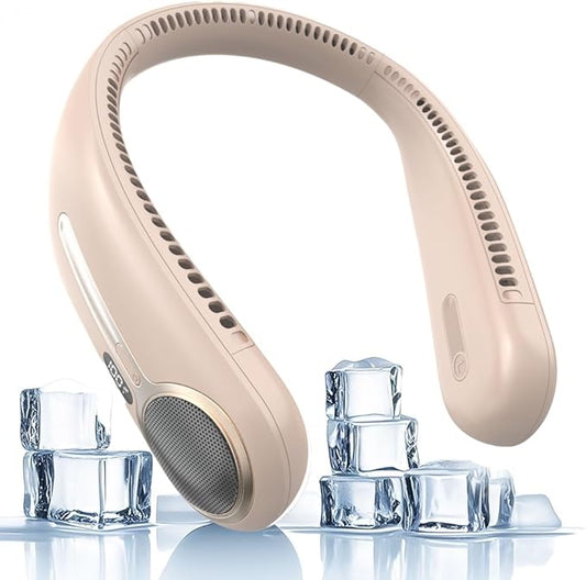 Portable Neck Fan,Gift Ideas,Personal Wearable Bladeless Fan,360° Cooling,LED Display,4-Speeds,6000mAh Rechargeable,Powerful Wind,Outdoor Travel Camping,Birthday Gifts for Men Women Dad Mom (Brown)