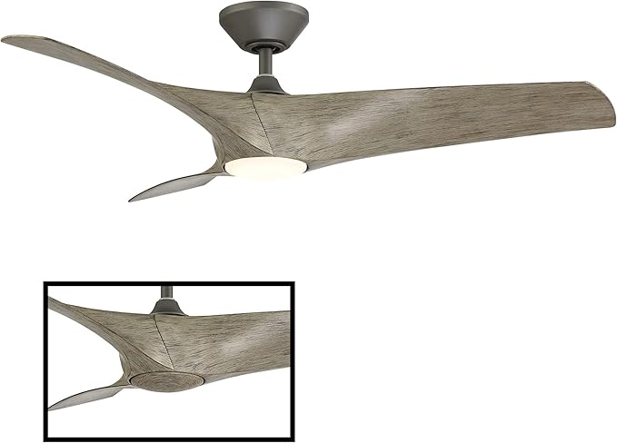 Zephyr Smart Indoor and Outdoor 3-Blade Ceiling Fan 62in Graphite Weathered Wood with Adjustable CCT 2700K-3000K-4000K-5000K LED Light Kit and Remote Control works with Alexa, and iOS or Android App