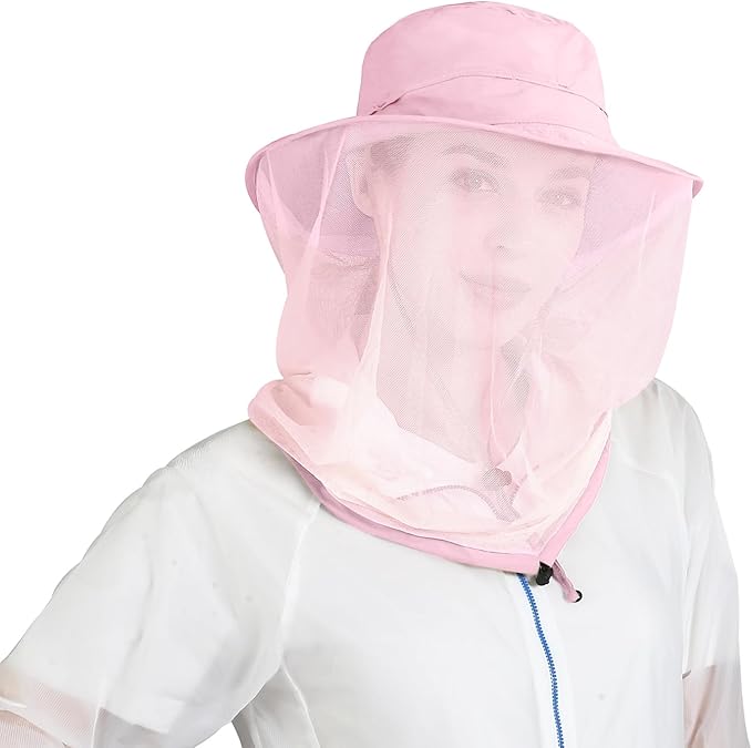 Fishing Hat Sun Protection Hat Mosquito Head Net for Outdoors Bucket Hat with Hidden Net Mesh