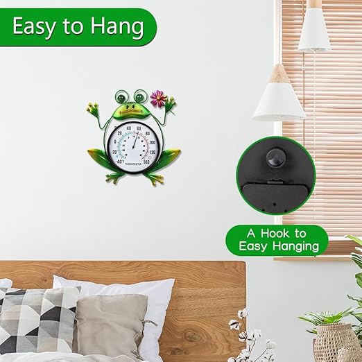 Indoor Outdoor Thermometer, Frog Wall-Mounted Thermometer Waterproof for Patio Garden Yard & Living Room, No Battery Needed