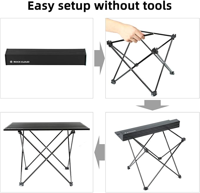 ROCK CLOUD Portable Camping Table Ultralight Aluminum Camp Table Folding Beach Table for Camping Hiking Backpacking Outdoor Picnic, Size M