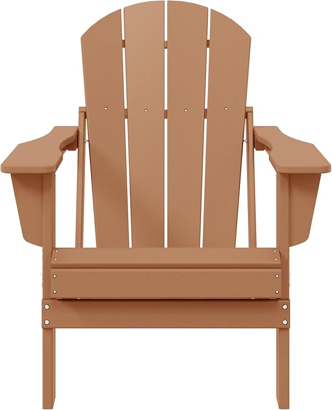 WestinTrends Malibu HDPE Outdoor Patio Folding Poly Adirondack Chair, Teak