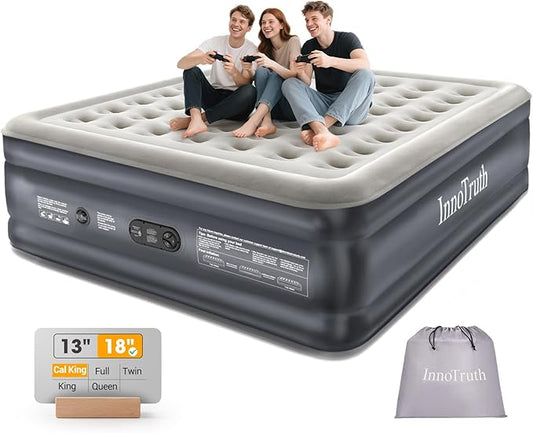 InnoTruth Cal King Size Air Mattress with Built in Pump, Famiy Choice Award Winner, Inflatable Mattress Ideal for Taller Person, 18" Raised Self Inflating Blow up Air Bed for Guests & Home, 700lbs