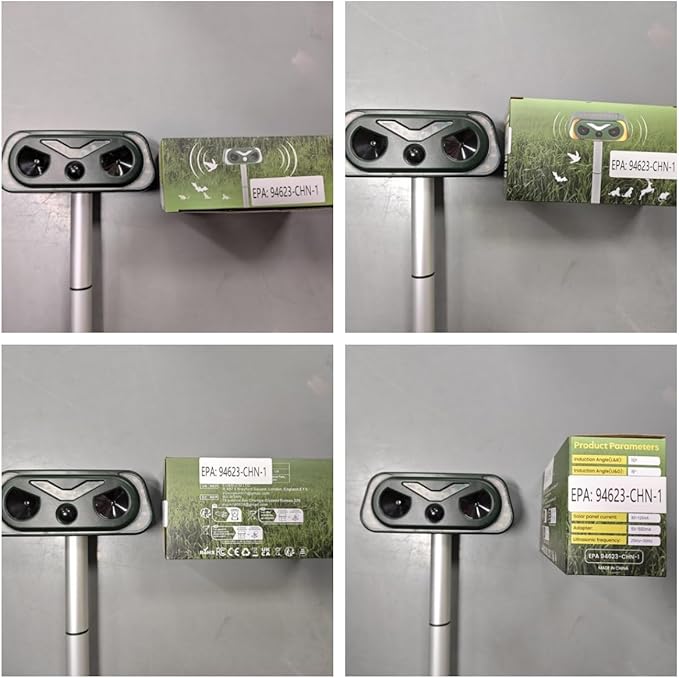 2025 Solar Animal Repellent Ultrasonic Cat Repellent Outdoor with Motion Sensor & Flashing Lights,Ultrasonic Control for Deer, Squirrel,Raccoon,Rabbit,Fox,Skunk Deterrent for Yard Garden,4 Pack