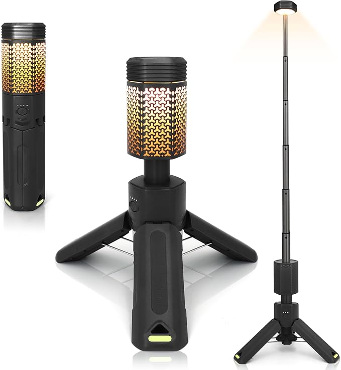 Telescopic Camping Lights,Portable Camping Lantern with Storage Bag,10500mAh Rechargeable Outdoor Adventure Emergency Light,Waterproof LED Work Lights with Magnetic (Black)