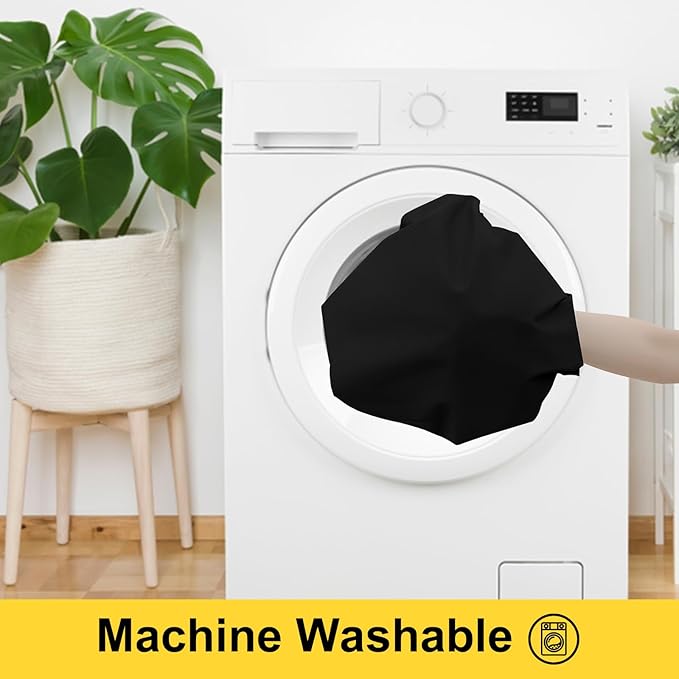 Smiry Picnic Table Cover with Bench Covers, Waterproof Elastic Fitted Polyester Tablecloths for 8 Ft Rectangle Tables, Washable Windproof Tablecloth for Camping, RV & Outdoor (Black, 30x96 Inches)