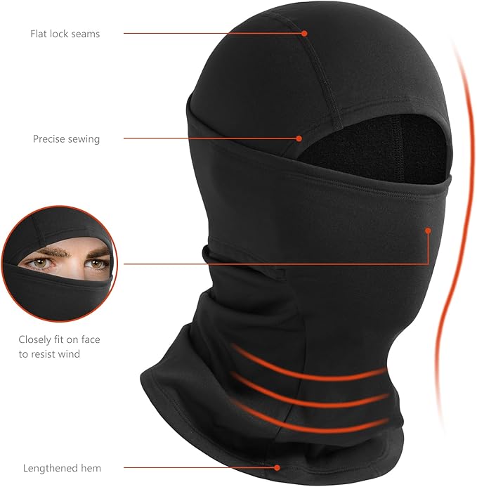 BASSDASH Winter Balaclava Fleece Ski Mask Ninja Hood Neck Warmer Fishing Hunting