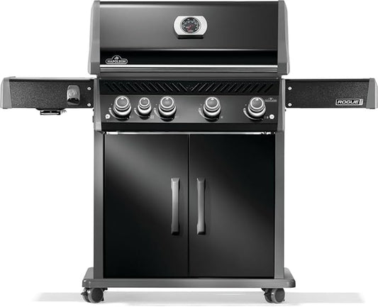 Napoleon Rogue PRO 525 Natural Gas Grill with Infrared Side Burner, Black, Durable 5-Burner Cooking Surface