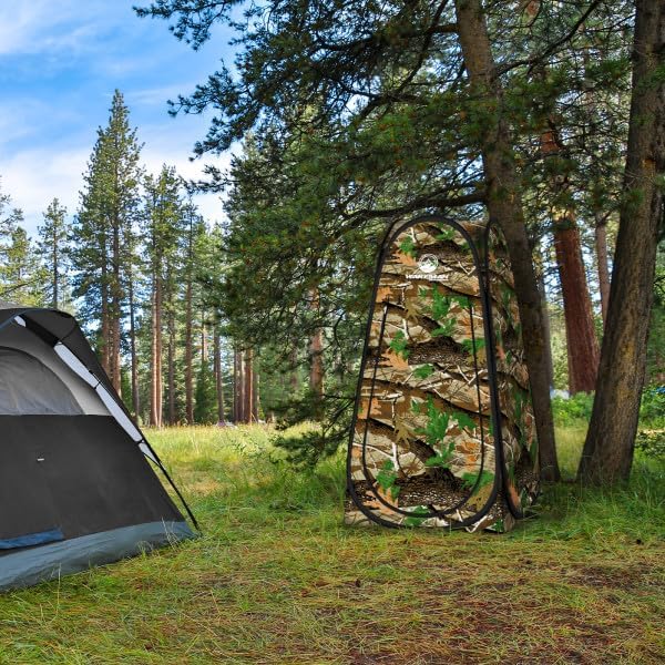 Pop Up Pod - Privacy Shower Tent, Dressing Room, or Portable Toilet Stall with Carry Bag for Camping, Beach, or Tailgate by Wakeman Outdoors (Camo)