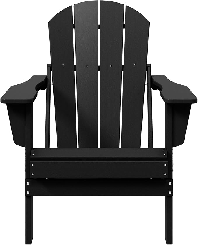 WestinTrends Malibu HDPE Outdoor Patio Folding Poly Adirondack Chair, Black