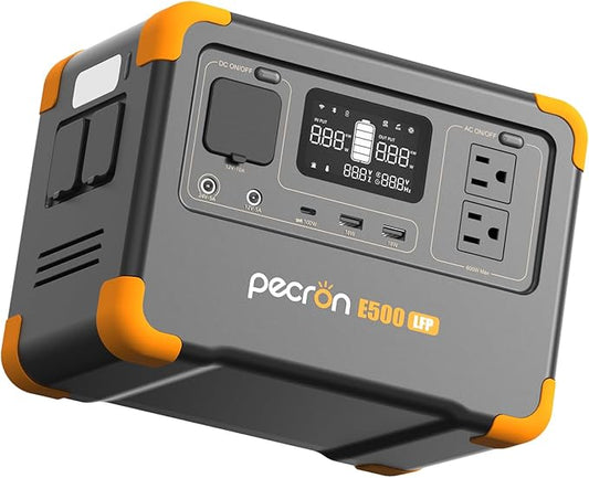 Pecron E500LFP Portable Power Station, 576Wh LiFePO4 Battery, 600W AC Outlets Solar Generator, Fast Charging Power Station for Home Use, RV, Camping, CPAP, Emergencies
