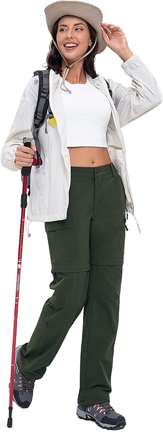 Cycorld Women's-Hiking-Pants-Convertible Quick-Dry-Stretch-Lightweight Zip-Off Outdoor Pants with 5 Deep Pockets