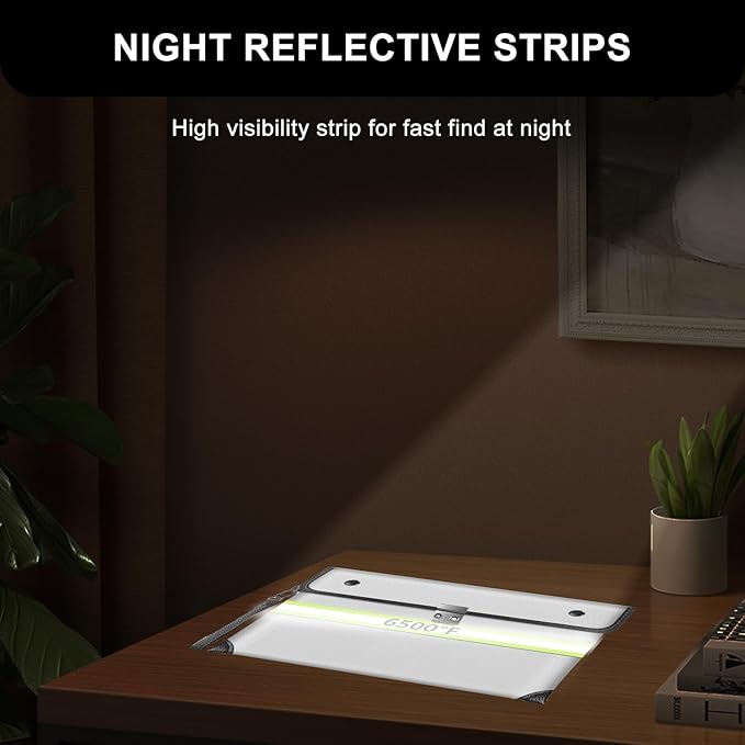 Fireproof Document Bag with lock Water Resistant Zipper,6200°F Heat Insulated Fire Proof Pouch with Soft Leather Hand Strap,Fire Envelope for Cash,Documents,Jewelry（Not Suitable for A4 Files）