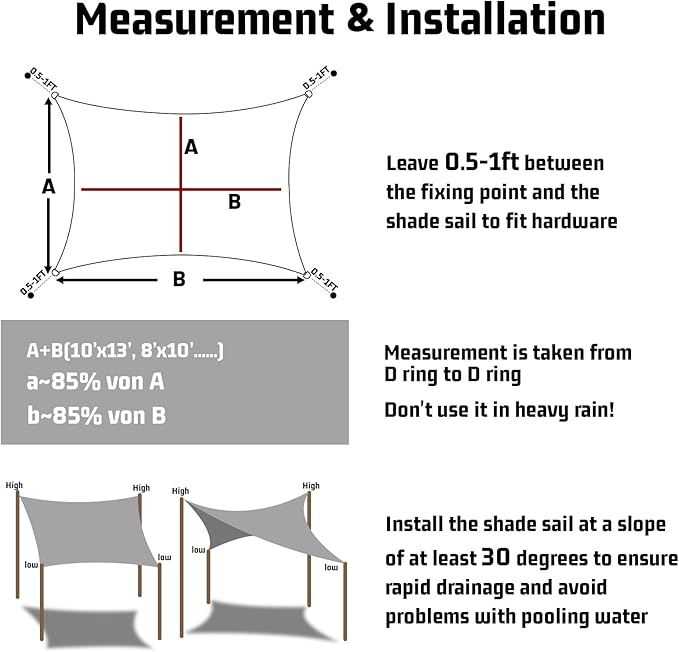 LOVE STORY Waterproof 7'x13' Rectangle Sand Sun Shade Sail Cannoy UV Resistant for Outdoor Patio Garden Backyard