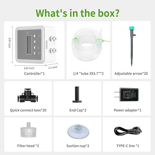 Smart Automatic Plant Watering System for 20 Pots - Dual Pump Indoor Drip Irrigation Kit with 30-Day Programmable Timer & USB-C Charging