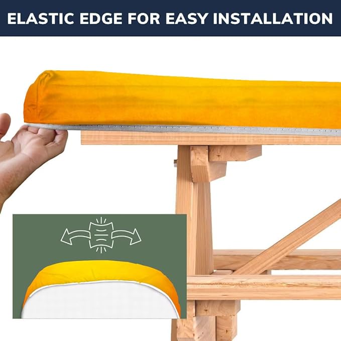 CAPSCEOLL Elastic Picnic Table Cover with Bench Covers 5Ft Waterproof Fitted Picnic Table Cover Cloths for Outdoors Camping Tablecloth with Drawstring Bag, 60X30in, Fall Yellow