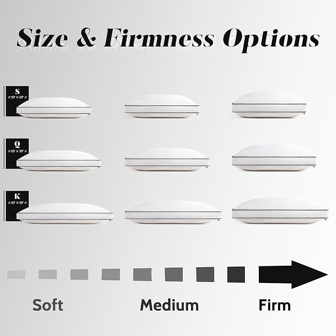 Feather Down Pillows Standard Size Set of 2 with Gusset, Luxury Hotel Collection Bed Pillow 2 Pack, Down Surrounded Gusseted Pillows for Sleeping, Fluffy for Side, Back Sleepers 20x26 in.