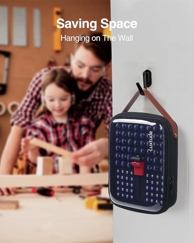 Luxtude Battery Organizer Storage Case with Tester, Clear Battery Storage Organizers Holds, Hard Batteries Holder Organizers, Portable Batteries Case Organizer (Blue AA)