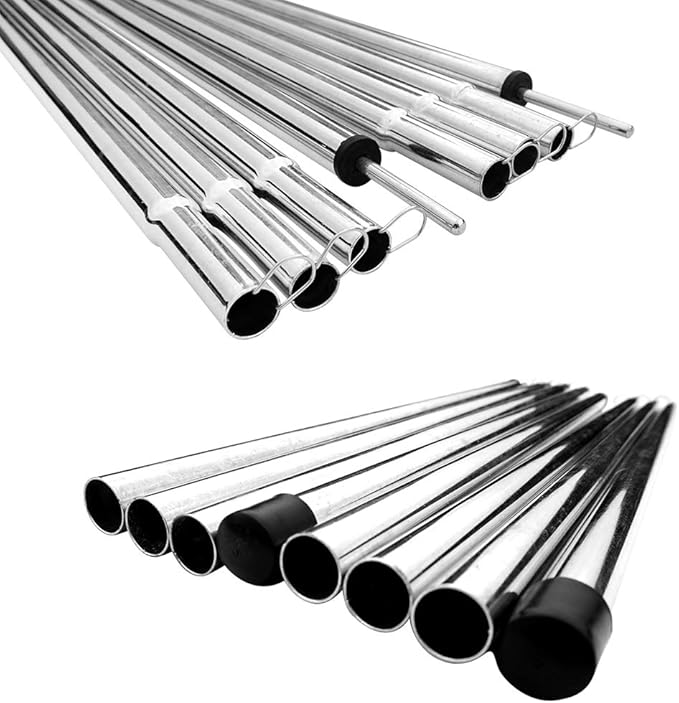 Replacement Tent Poles - Set of 2, Adjustable Rods for Camping Tarps, Shelters, Hiking, Backpacking, Portable Tent Poles Rods -Silver