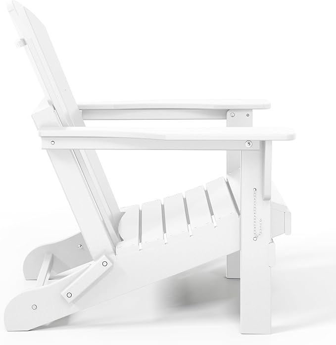 WestinTrends Malibu HDPE Outdoor Patio Folding Poly Adirondack Chair, White