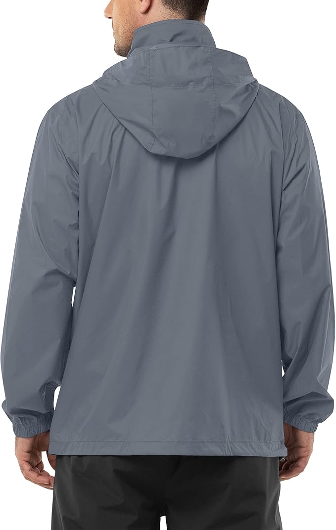 Outdoor Ventures Men's Rain Jacket Waterproof Lightweight Packable Rain Shell Raincoat with Hood for Golf Hiking Travel
