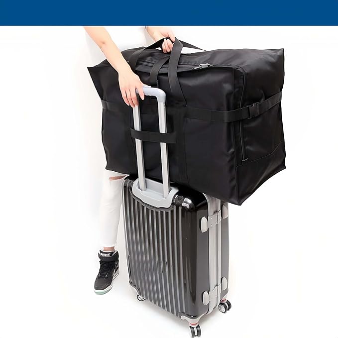 Large Duffel Bag, Waterproof Carry on Weekend Overnight Storage Bag over Luggage for Airline, Travel, Camping, Moving