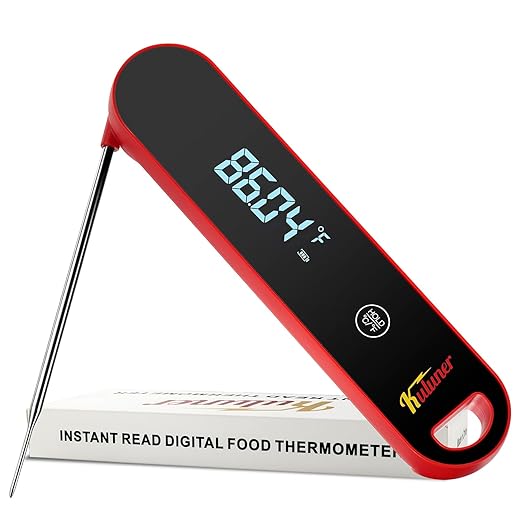 The Latest Thermocouple Instant Reading Meat Thermometer Digital,Faster Less Than 0.6 Second Response,IP67 Waterproof Thermometer Suitable for Grilling, Cooking,BBQ Gifts for Men (Red)