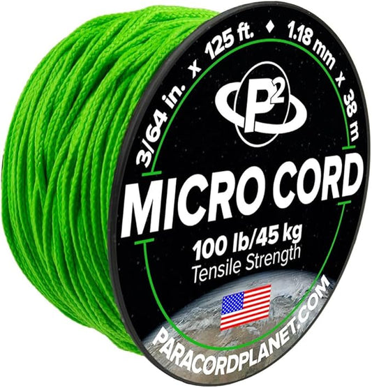 Paracord Planet Micro Paracord – Thin Braided Cord for Crafting, Fishing, and DIY Projects in 125 ft Spools – Cosmic Green