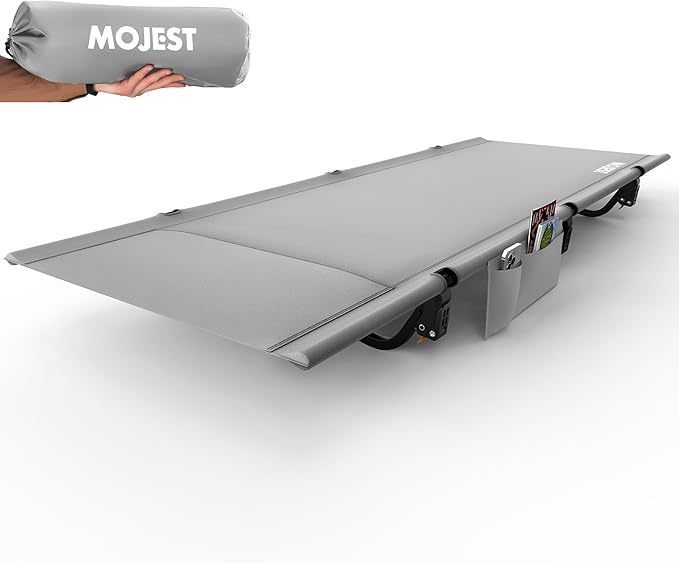 Ultralight Camping Cot for Adults, Portable Folding Camping Bed, Supports 350 lbs - Lightweight for Travel, Camping, Hiking, Backpacking, Mountaineering, Light Gray