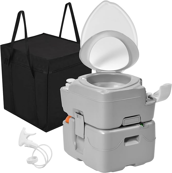 YITAHOME Portable Toilet Camping Porta Potty 5.8 Gallon with Diagonal Bowl, Hand Sprayer, Level Indicator, Rotating Spout, Carry Bag, Toilet for Adults, Outdoors, RV, Boat and Trips
