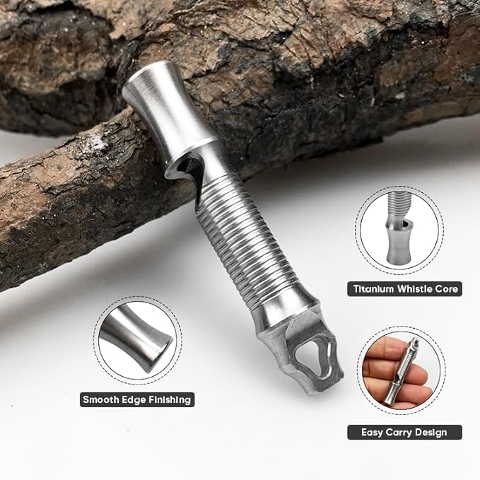Titanium Emergency Whistle Cylinder Pendant Necklace for Men and Women – Compact, Lightweight, and Durable Emergency Whistle with High Decibel Output for Outdoor Adventures & Safety